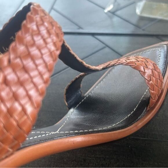Escada braided leather 3" block heel sandals, neutral, chic size 39 EU ladies - Picture 12 of 12